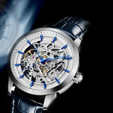 Montre squelette automatique, bracelet cuir