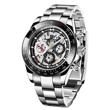 Montre automatique Arc-en-ciel 40 mm — Lunette noire, bracelet acier