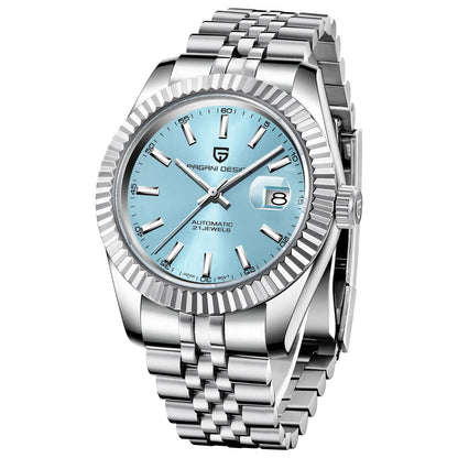Montre automatique Cannelée 42 mm — Bleu glacier