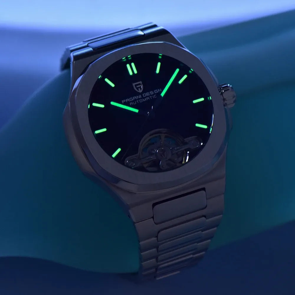 Montre automatique cœur ouvert, bracelet acier