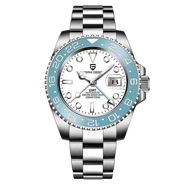 Montre automatique GMT 40 mm — Blanc et turquoise