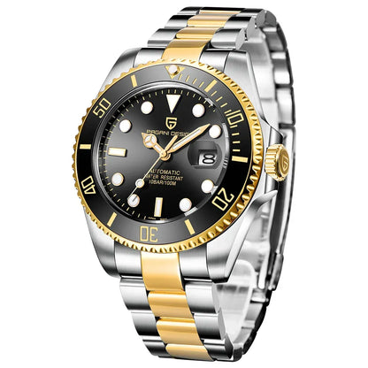 Montre de plongée automatique 43 mm — Noir, acier et or