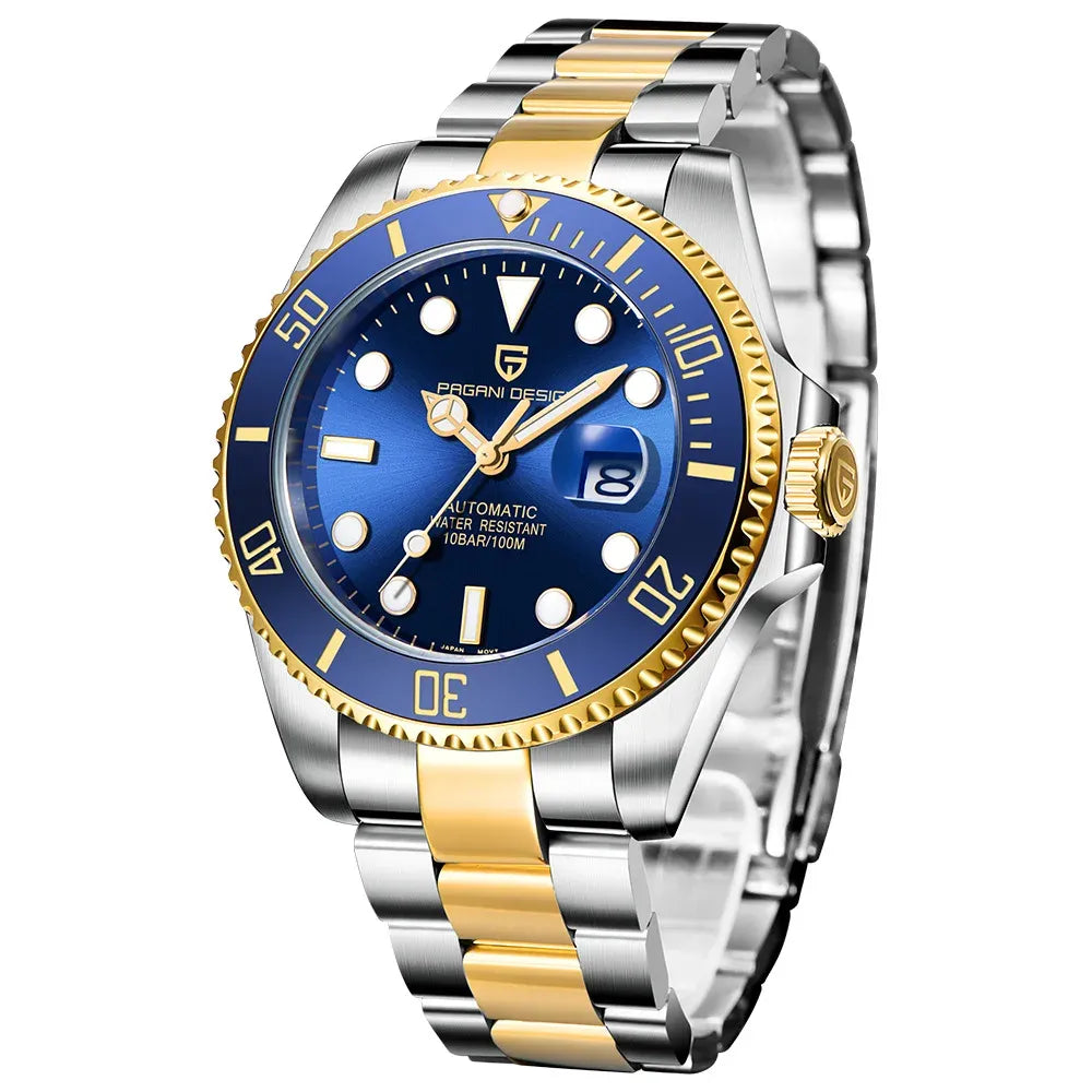 Montre de plongée automatique 43 mm — Bleu, acier et or
