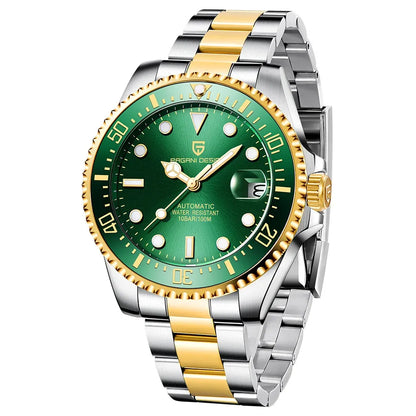 Montre de plongée automatique 43 mm — Vert, acier et or