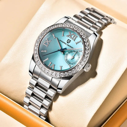 Montre femme 32 mm, lunette sertie