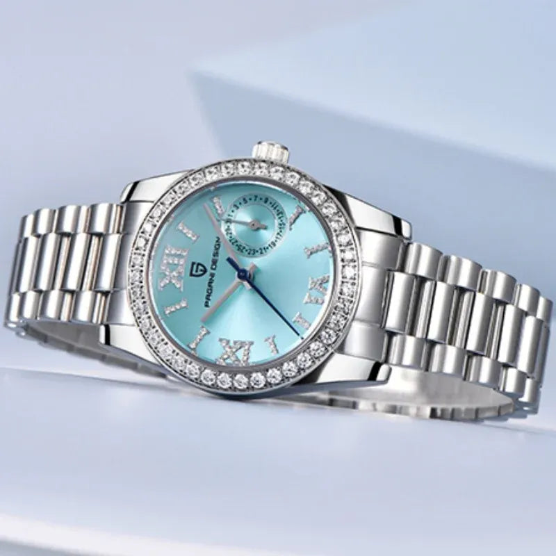 Montre femme 32 mm, lunette sertie