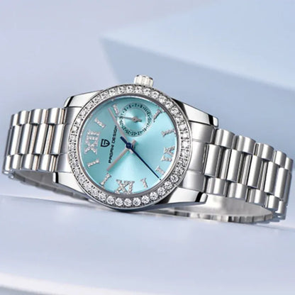 Montre femme 32 mm, lunette sertie