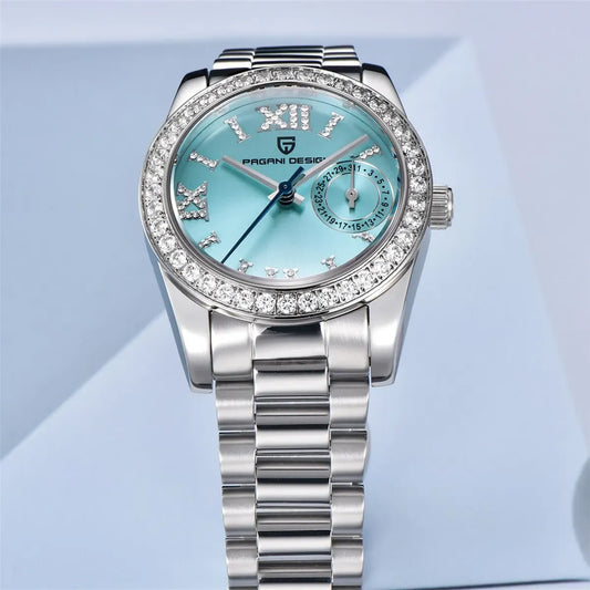 Montre femme 32 mm, lunette sertie