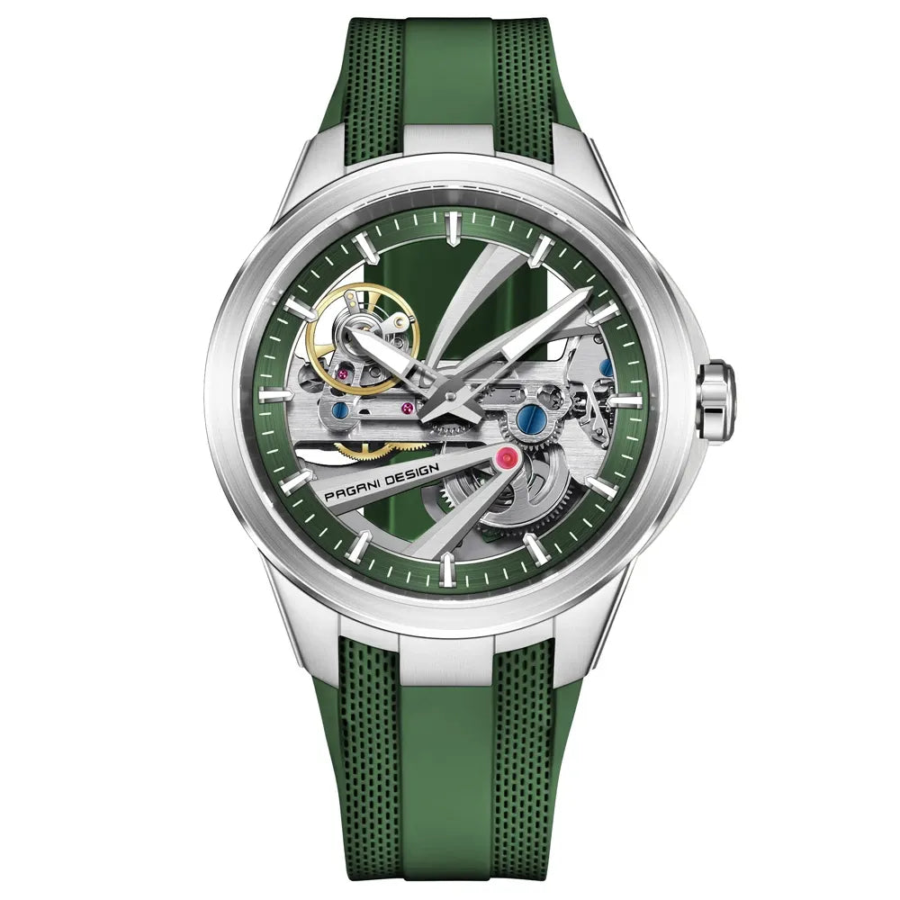 Montre squelette automatique sport 42 mm — Vert