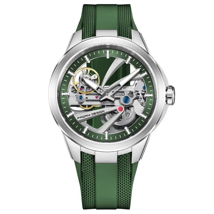 Montre squelette automatique sport 42 mm — Vert