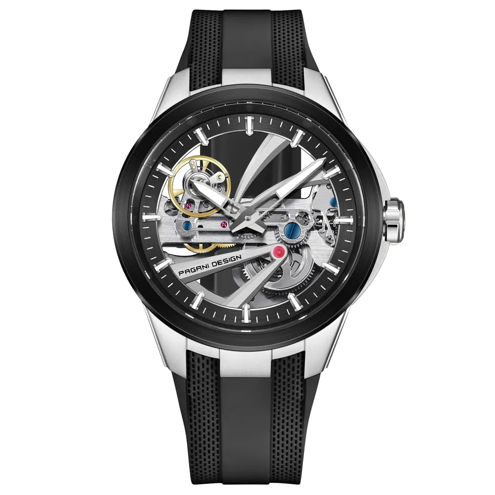 Montre squelette automatique sport 42 mm — Noir